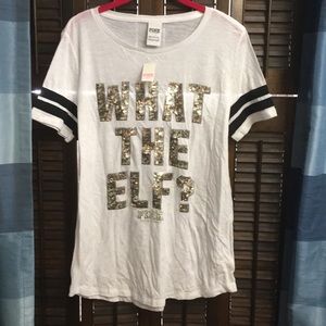 PINK Sequin What The Elf T-Shirt